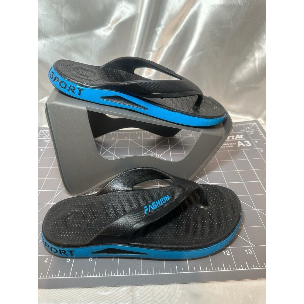 Flip Flop FASHION Sandals W Sz 6-7, M Sz 4.5-5.5 Blue and Black No Box